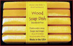 labeled pine wood soap dish