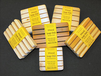 labeled wood soap dishes